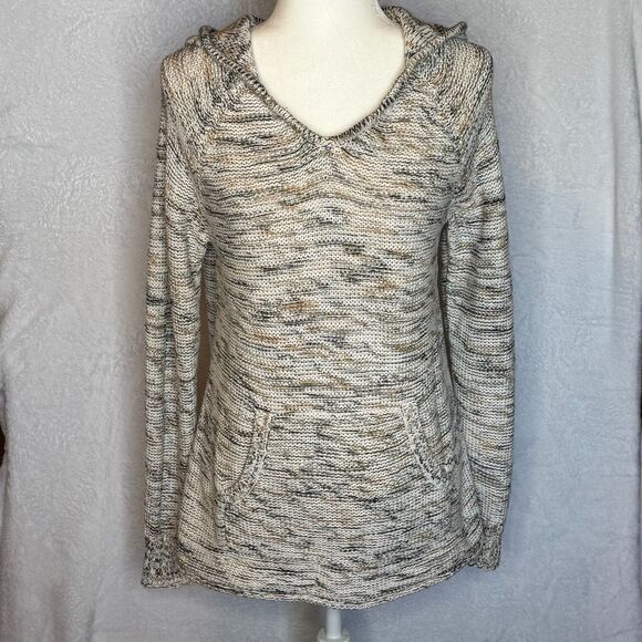 EDDIE BAUER Women's L Long Sleeve Hooded Pullover Sweater BOHO Kangaroo Pocket - Picture 1 of 16